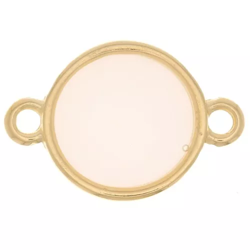 11mm Round Epoxy Resin Stained Glass connector - Fine Gold Plated -White x1