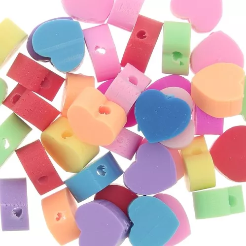 10x9mm Assortment of polymer clay heart beads - Multicolored x50