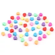 10x9mm Assortment of polymer clay heart beads - Multicolored x50