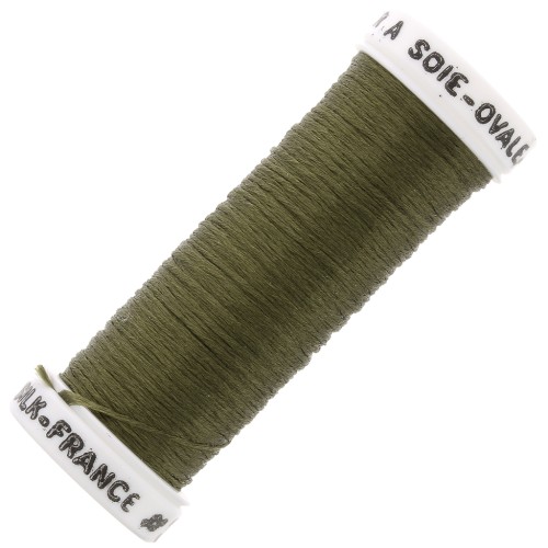 Oval silk embroidery thread for traditional embroidery - Khaki (3735) x30m