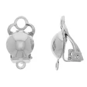 9x17mm Half-ball ear clips - for non-pierced ears - Rhodium Tone x2