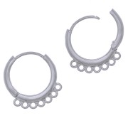 16mm Brasse Leverbak earrings with 7 rings to decorate - Rhodium Tone x2|raw }}