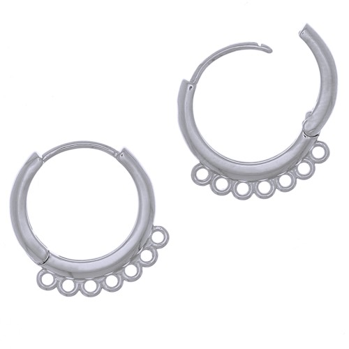 16mm Brasse Leverbak earrings with 7 rings to decorate - Rhodium Tone x2