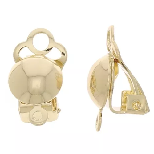9x17mm Half-ball ear clips - for non-pierced ears - Gold Tone x2