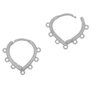 14x15mm Brass Drop Leverback earrings with 6 rings to decorate - Rhodium Tone x2