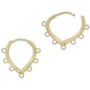 14x15mm Brass Drop Leverback earrings with 6 rings to decorate - Gold Tone x2