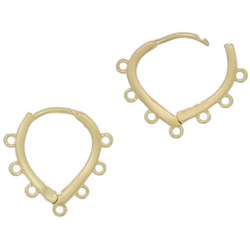 14x15mm Brass Drop Leverback earrings with 6 rings to decorate - Gold Tone x2