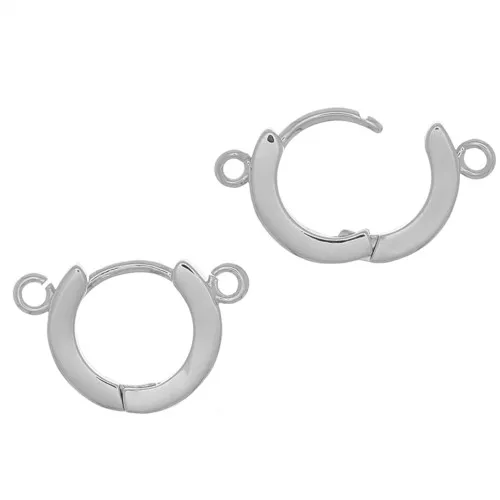 13.5mm Leverback earrings with 2 rings to decorate - Rhodium Tone x2