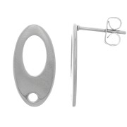 19x10mm Stainless Steel Hollow Oval EarStuds x2