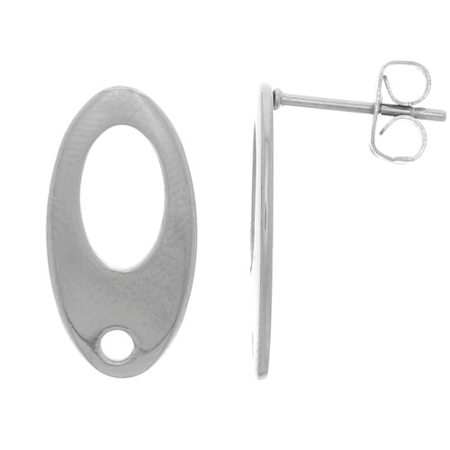 19x10mm Stainless Steel Hollow Oval EarStuds x2