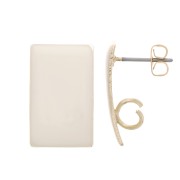 13x20mm Steel Epoxy Resin Rectangle Stud Earrings Gold Tone - Ivory x1