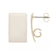 13x20mm Steel Epoxy Resin Rectangle Stud Earrings Gold Tone - Ivory x1