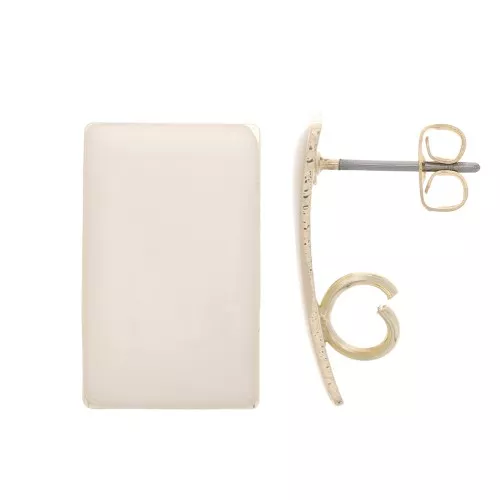 Rectangular Earstuds, 13x20 mm, Epoxy Resin - Gold-Plated Steel - Ivory x2