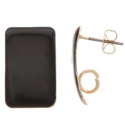 Rectangular Earstuds, 13x20 mm, Epoxy Resin - Gold-Plated Steel - Black (2-Pack)