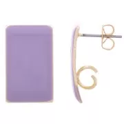 13x20mm Steel Epoxy Resin Rectangle Stud Earrings Gold Tone - Purple x1