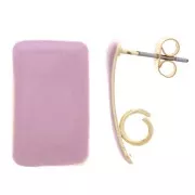 13x20mm Steel Epoxy Resin Rectangle Stud Earrings Gold Tone - Lilac x2