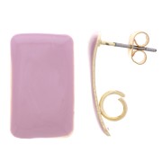 Rectangular Earstuds, 13x20 mm, Epoxy Resin - Gold-Plated Steel - Lilac (2-Pack)