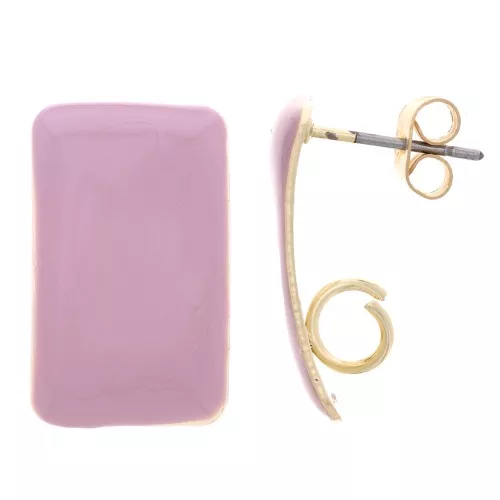 Rectangular Earstuds, 13x20 mm, Epoxy Resin - Gold-Plated Steel - Lilac x2