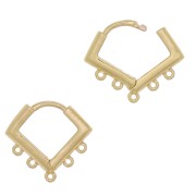 14mm Drop leverbak earrings with 6 rings to decorate in brass - Gold Tone x2