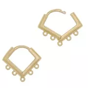 14mm Drop leverbak earrings with 6 rings to decorate in brass - Gold Tone x2