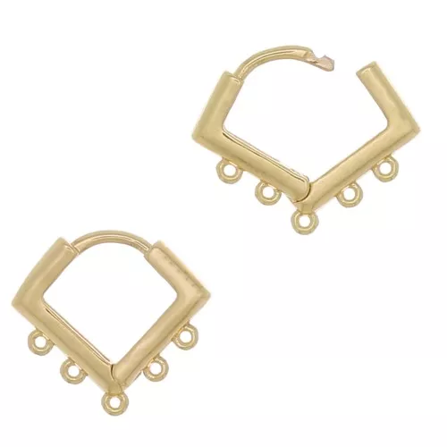 14mm Drop leverbak earrings with 6 rings to decorate in brass - Gold Tone x2