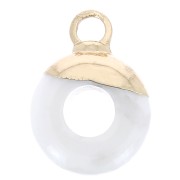 10mm gemstone imitation Donut-shaped round charm Howlite - Gold Tone x1|raw }}