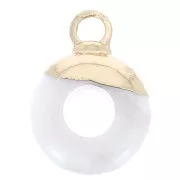 10mm gemstone imitation Donut-shaped round charm Howlite - Gold Tone x1
