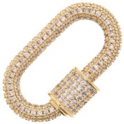 17x29 mm Oval screw clasp with  zirconium oxide - Gold Tone x1