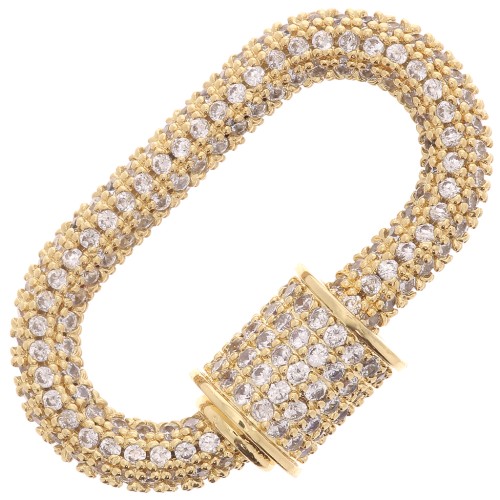 17x29 mm Oval screw clasp with  zirconium oxide - Gold Tone x1