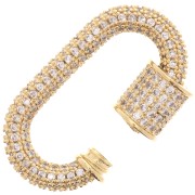 17x29 mm Oval screw clasp with  zirconium oxide - Gold Tone x1