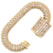 17x29 mm Oval screw clasp with  zirconium oxide - Gold Tone x1