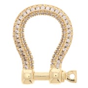 22x16mm Brass shackle clasp with  zirconium oxide - Gold Tone x1