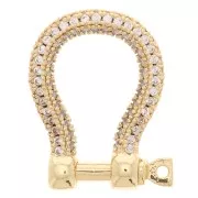 22x16mm Brass shackle clasp with  zirconium oxide - Gold Tone x1