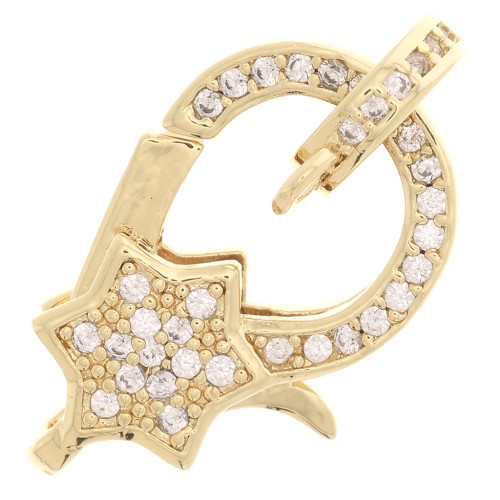11x20mm Lobster Clasp with star pattern and tag with  zirconium oxide - Gold Tone x1