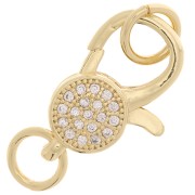 11x17mm Lobster Clasp with round pattern and open rings with  zirconium oxide - Gold Tonex1