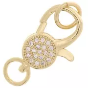 11x17mm Lobster Clasp with round pattern and open rings with  zirconium oxide - Gold Tonex1