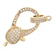 14x25mm Lobster Clasp and Tag with  zirconium oxide - Gold Tone x1