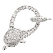 14x25mm Lobster Clasp and Tag with zirconium oxide - Rhodium Tone x1|raw }}