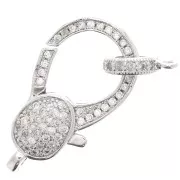 14x25mm Lobster Clasp and Tag with zirconium oxide - Rhodium Tone x1