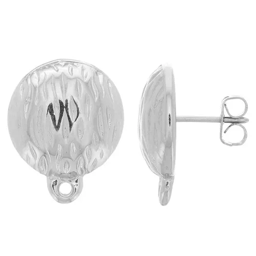 15x18.5mm Earstuds with closed ring - Rhodium Tone x2