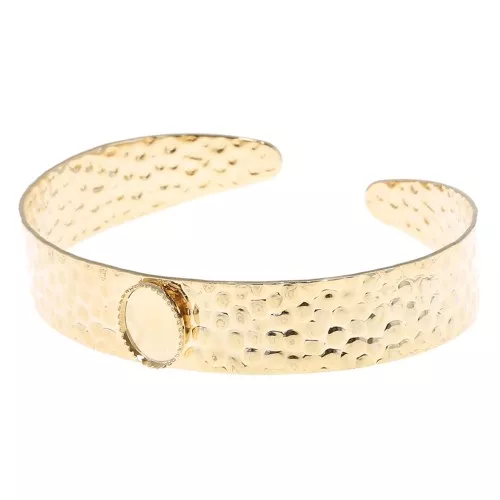 12x170mm Bracelet with setting for 10x8mm oval cabochon - Fine Gold Tone x1