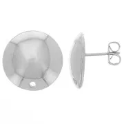 16mm Half-ball earstuds - Rhodium Tone x2