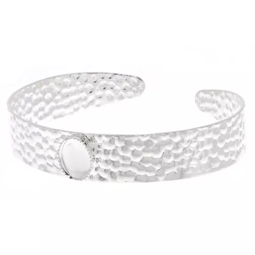 12x170mm Bracelet with setting for 10x8mm oval cabochon - Silver Tone x1