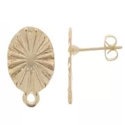 20x12mm Oval pleated effect earstuds with closed hoop - Fine Gold plated x2