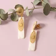 13mm half-ball textured Earstuds with closed ring - Fine Gold Plated x2