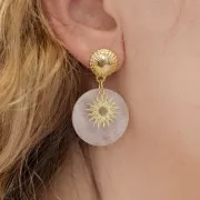 13mm half-ball textured Earstuds with closed ring - Fine Gold Plated x2