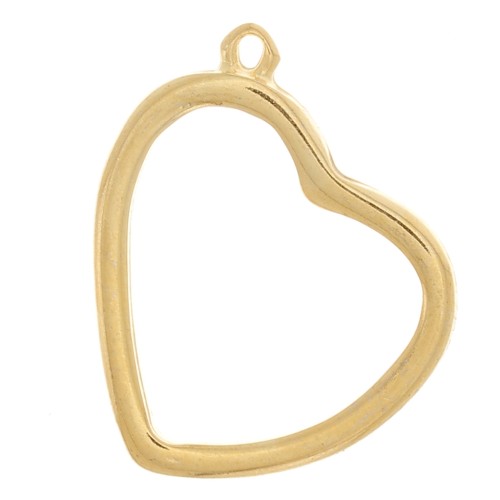 28x32mm Heart-shaped Pendant for UV & bi-component resin - Fine Gold Plated x1