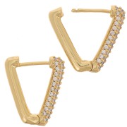 18x16mm Design sleeper with zirconium oxide - Gold Tone - Crystal x2|raw }}