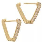 18x16mm Design sleeper with zirconium oxide - Gold Tone - Crystal x2