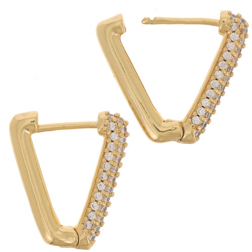 18x16mm Design sleeper with zirconium oxide - Gold Tone - Crystal x2